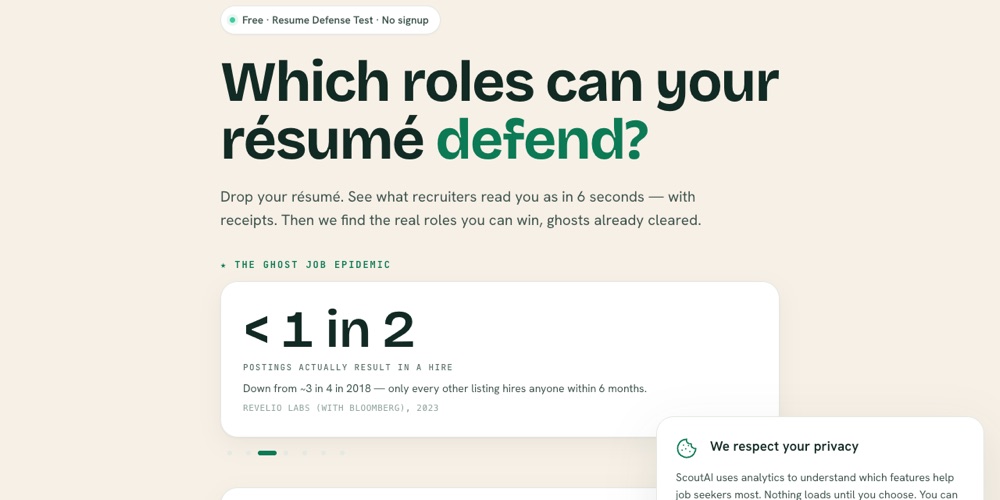 ScoutAI job-search platform homepage